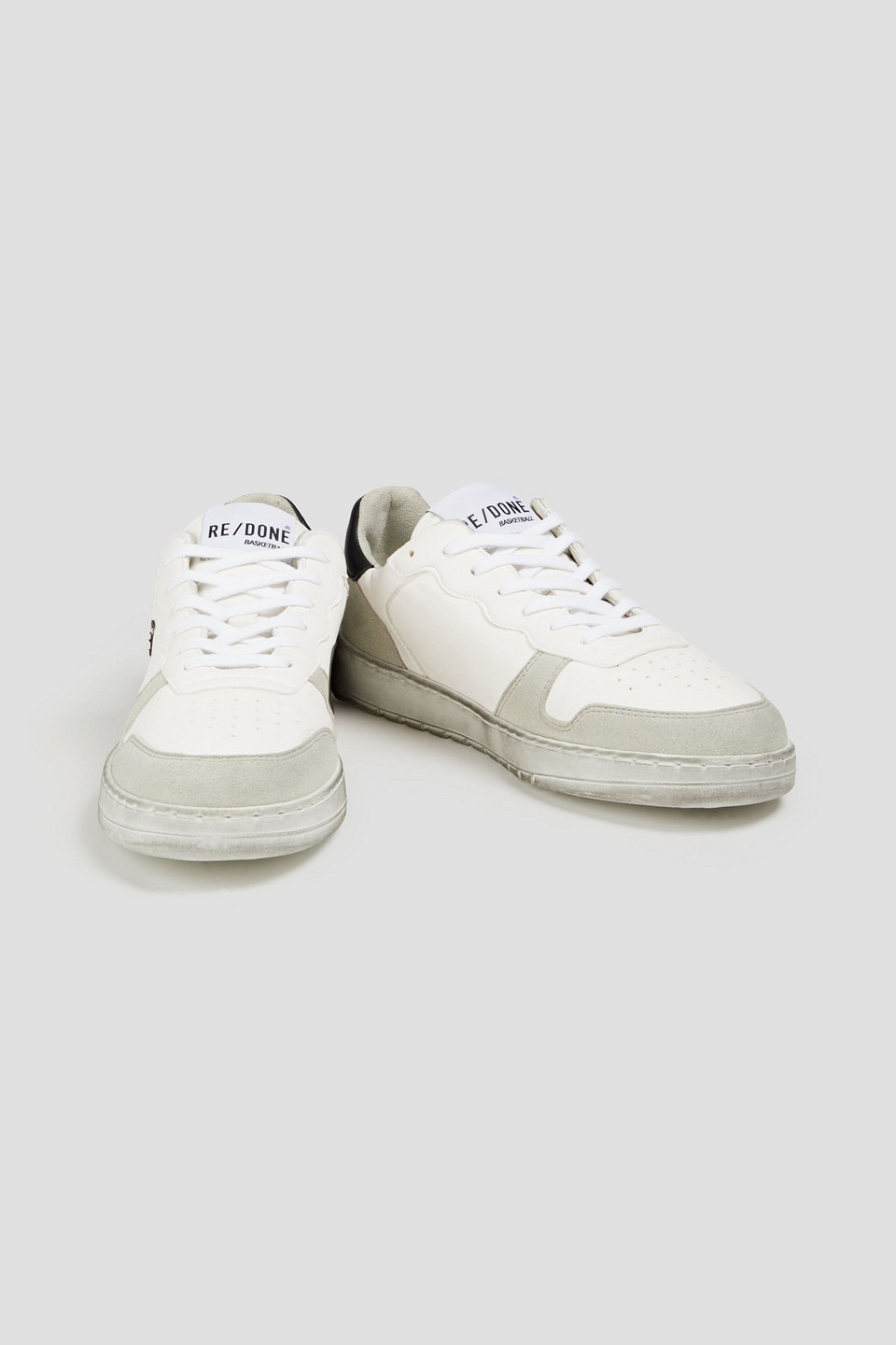 Re/done 80s Basketball Suede-trimmed Perforated Colour-block Leather Trainers In White