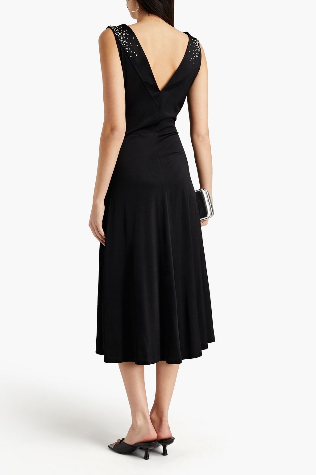 RABANNE Crystal-embellished satin-jersey midi dress