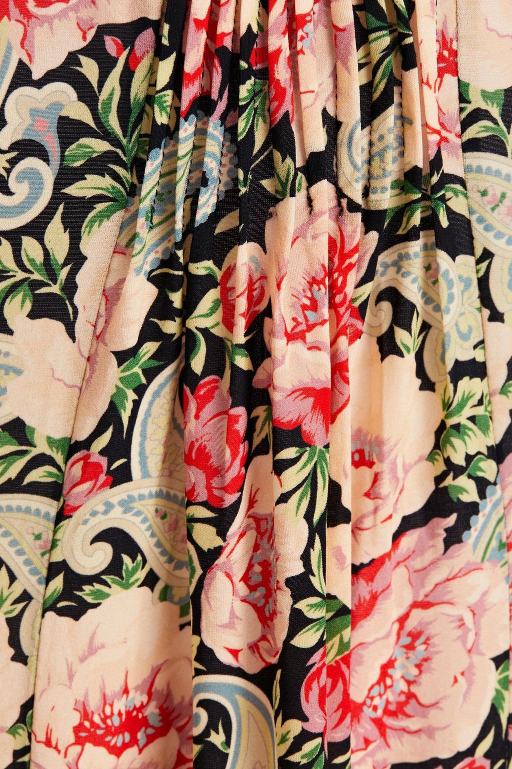 RABANNE Lace-trimmed floral-print cupro-blend stretch-jersey halterneck midi dress