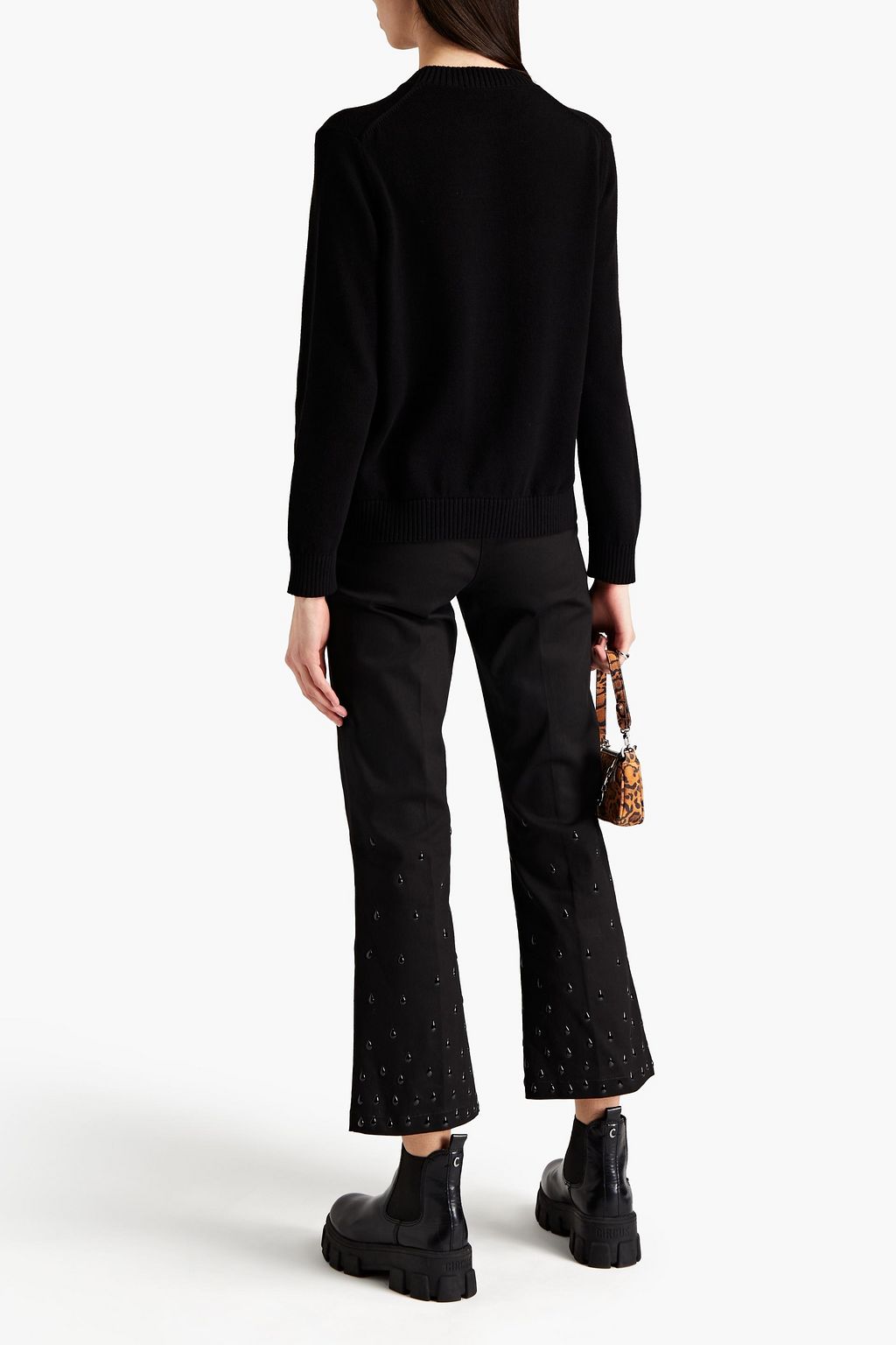 LOVE MOSCHINO Embellished cotton-blend straight-leg pants