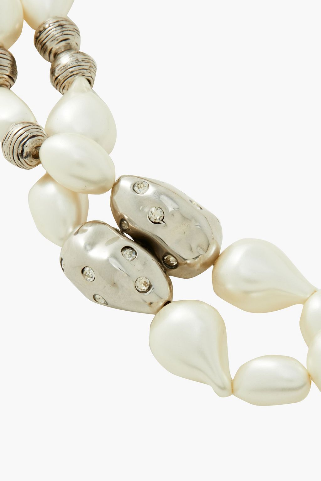 CHLOÉ Silver-tone, faux pearl and crystal necklace