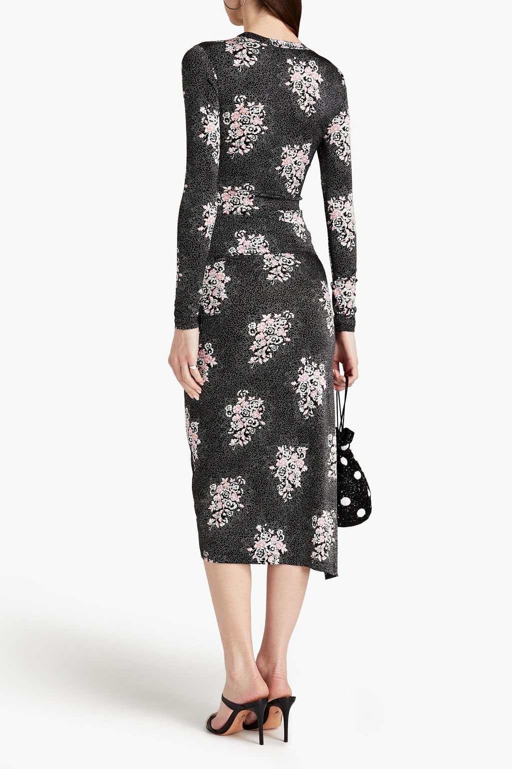 RABANNE Ruched floral-print jersey top