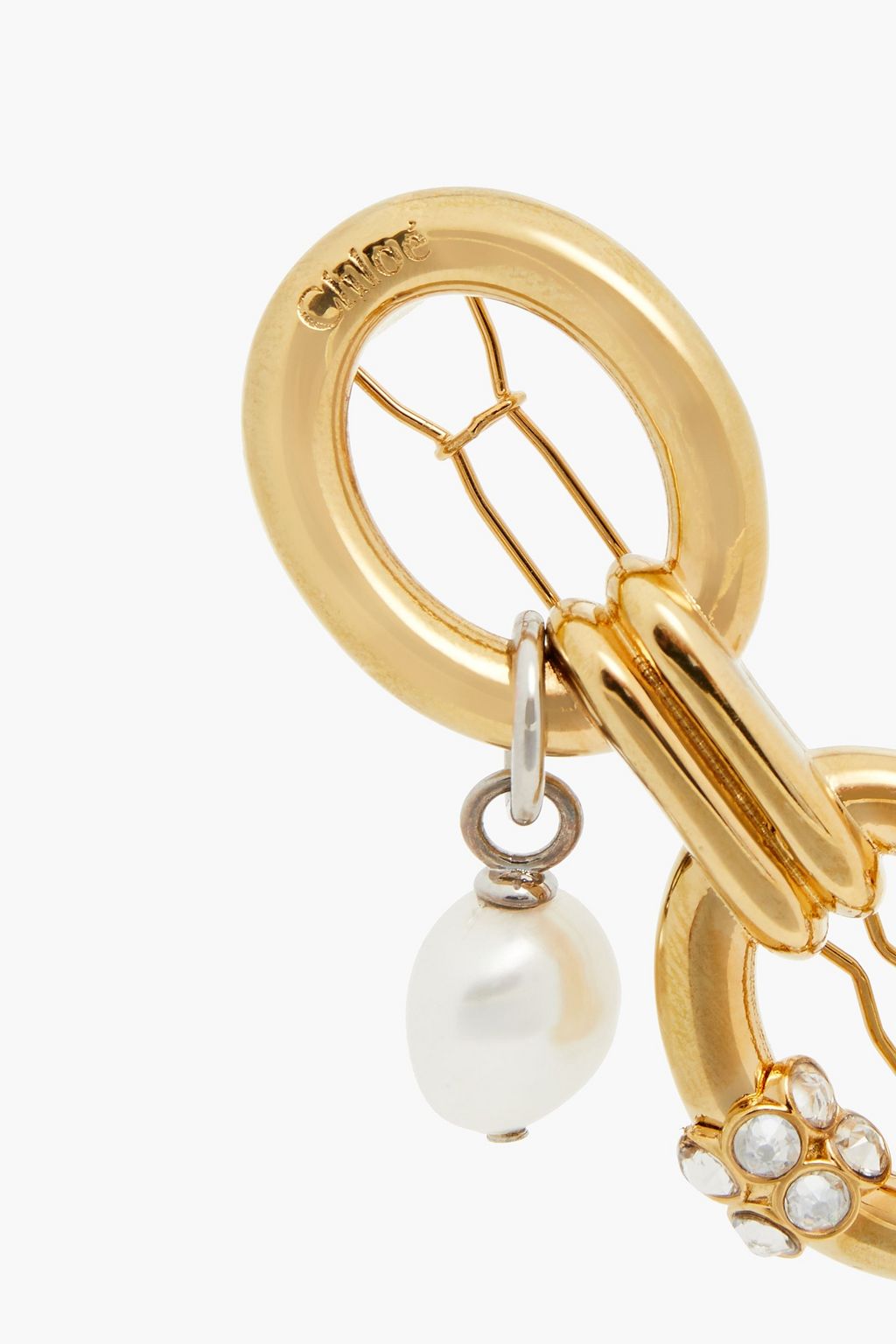 CHLOÉ Gold-tone, pearl and crystal hair slide