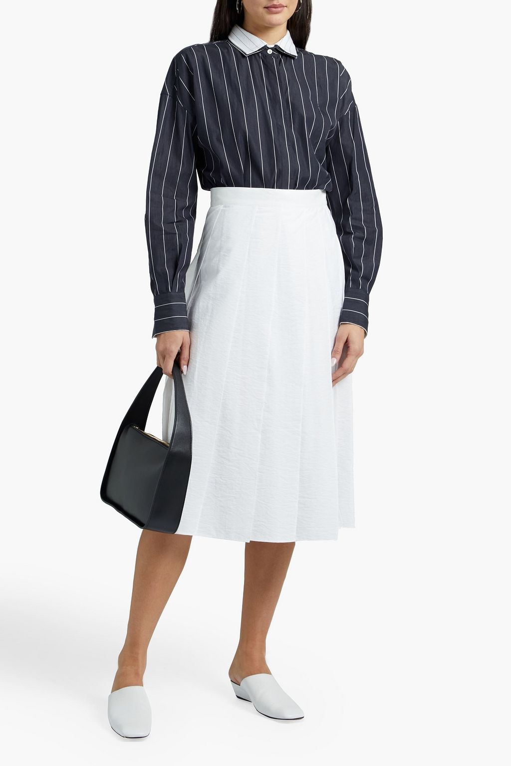 BRUNELLO CUCINELLI Pinstriped cotton-poplin shirt