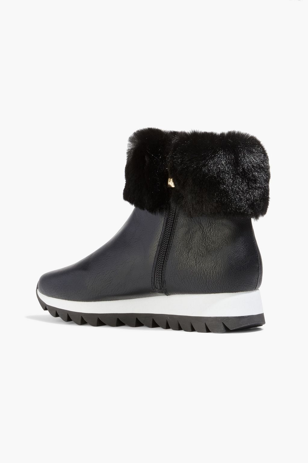 DKNY Al faux fur-trimmed faux leather platform ankle boots