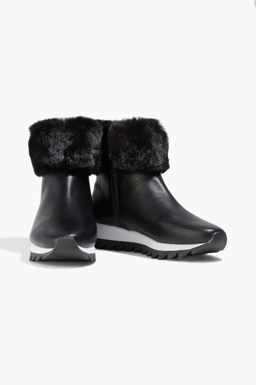 DKNY Al faux fur-trimmed faux leather platform ankle boots