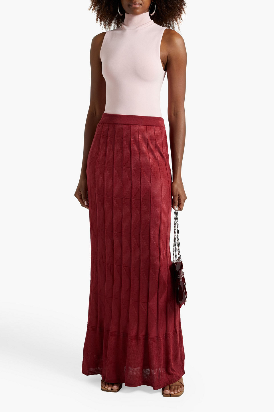 Crochet Skirt Red Maxi Skirt Yarn Granny Square Skirt, Crochet