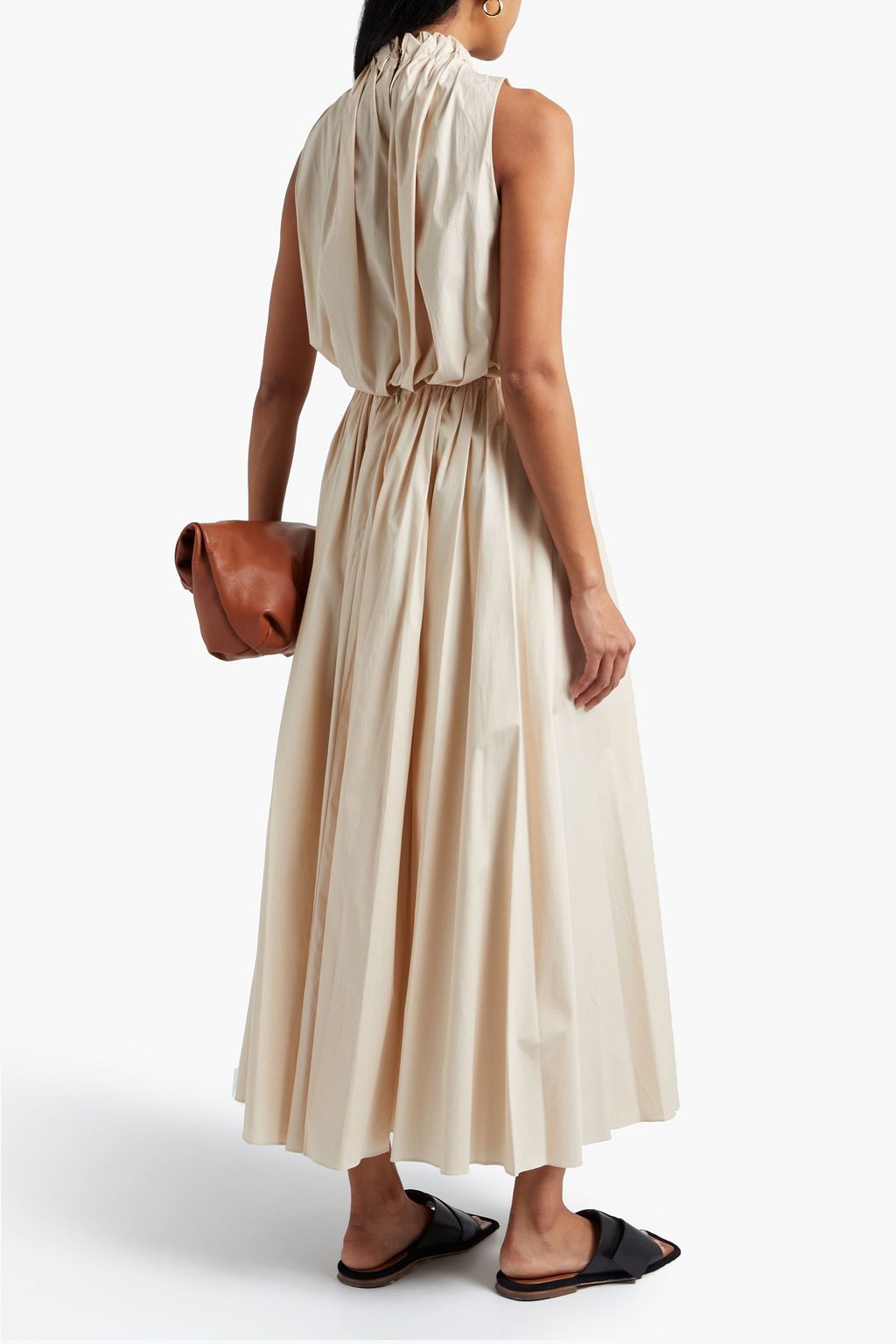 ROKSANDA Allegra pleated cotton-poplin midi skirt