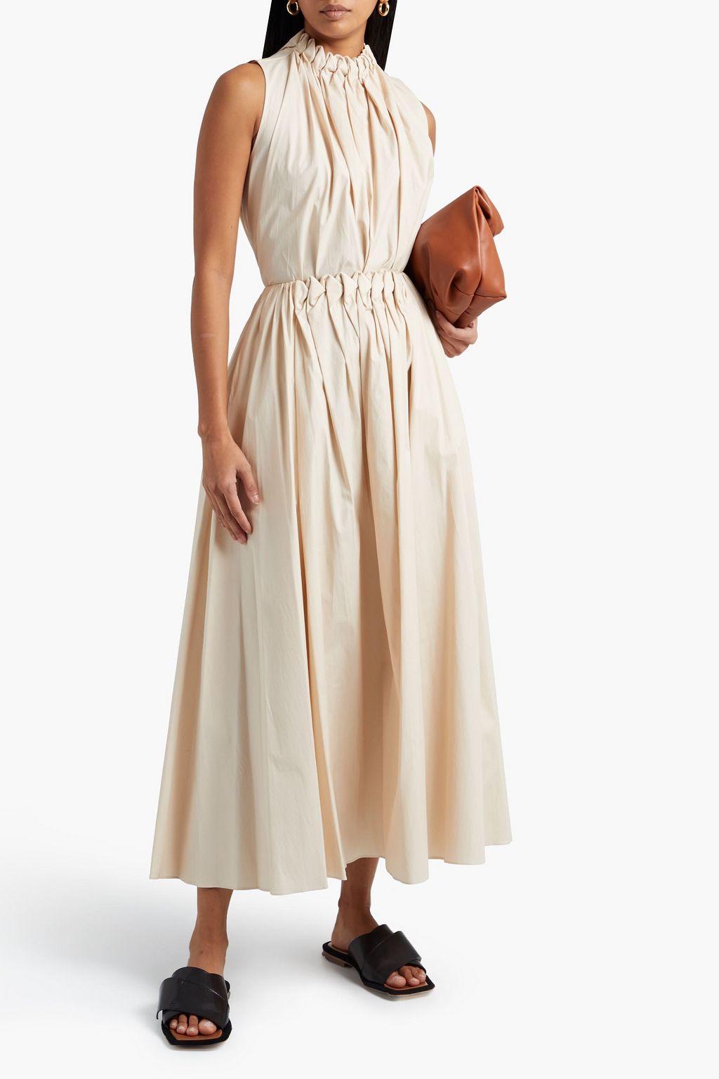 ROKSANDA Allegra pleated cotton-poplin midi skirt