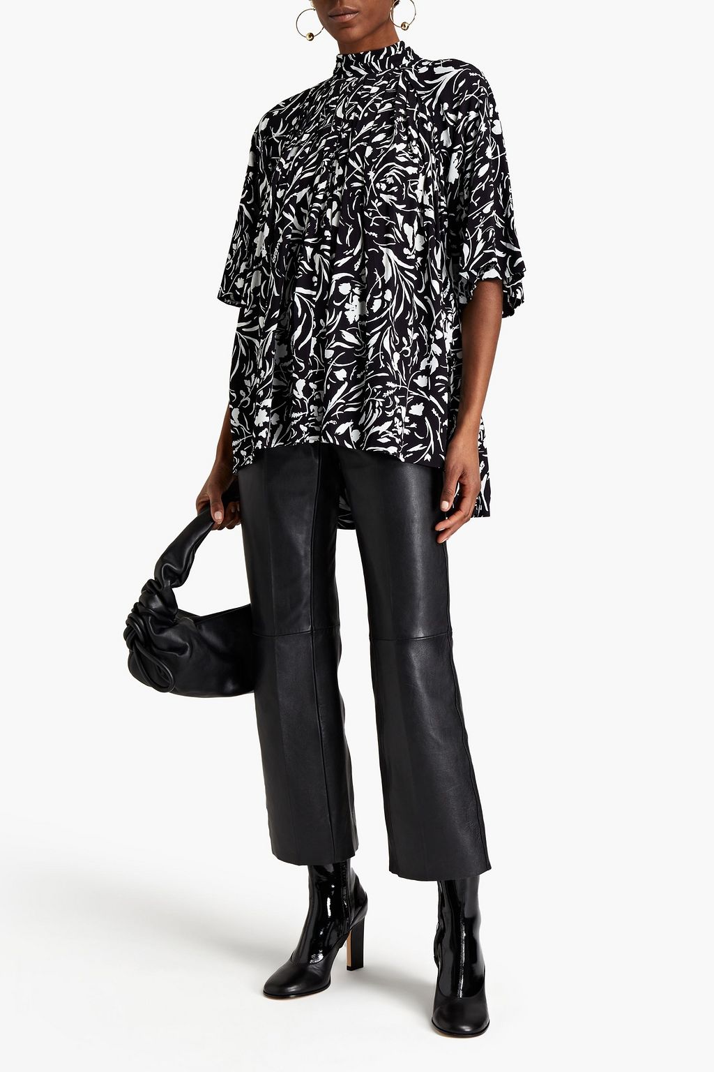 PROENZA SCHOULER Oberteil aus Crêpe mit Falten und Print