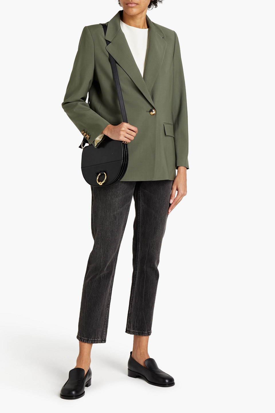 Maje Vasta Wool-blend Blazer In Green