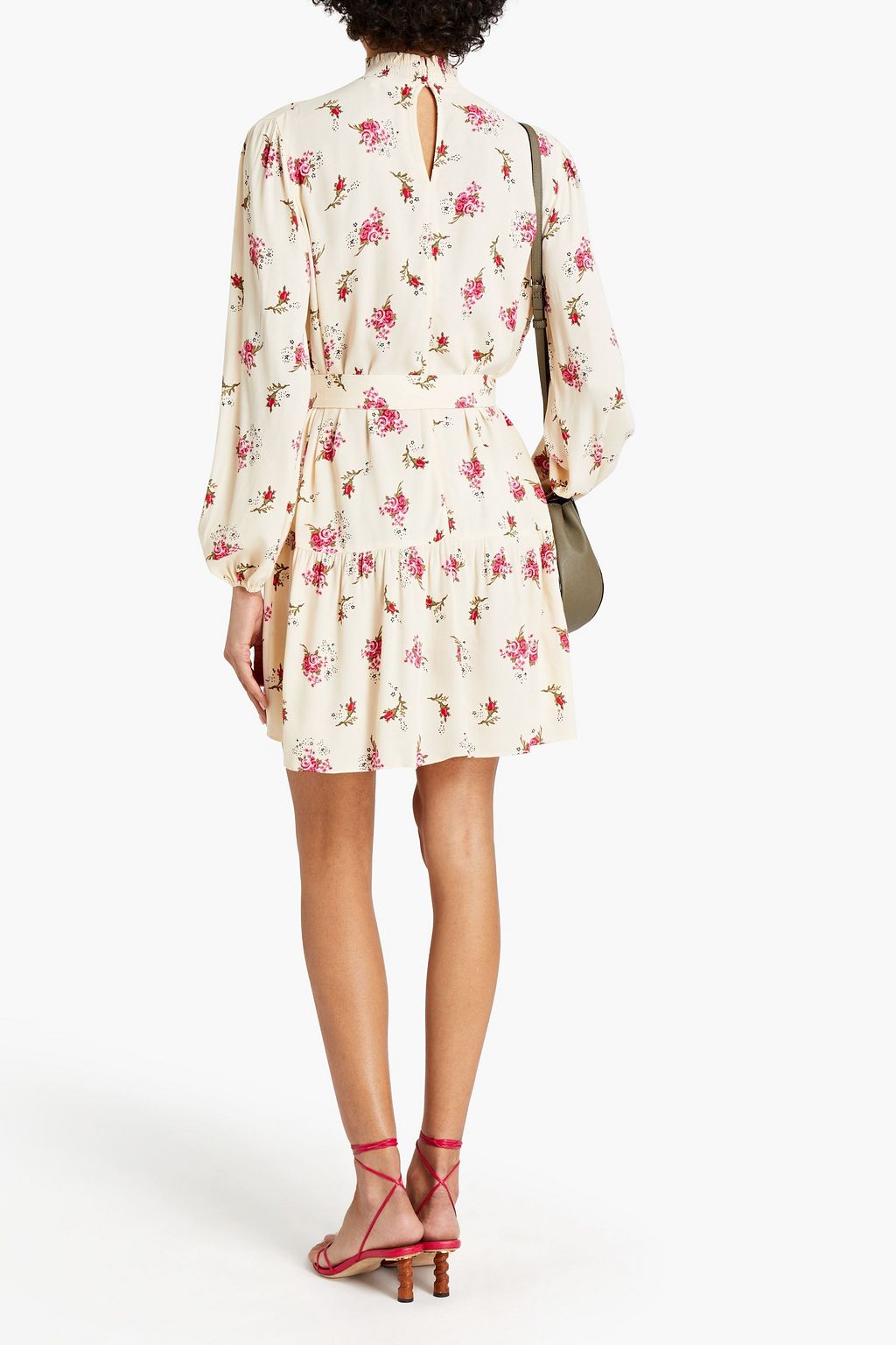 MAJE Ruffled floral-print crepe mini dress