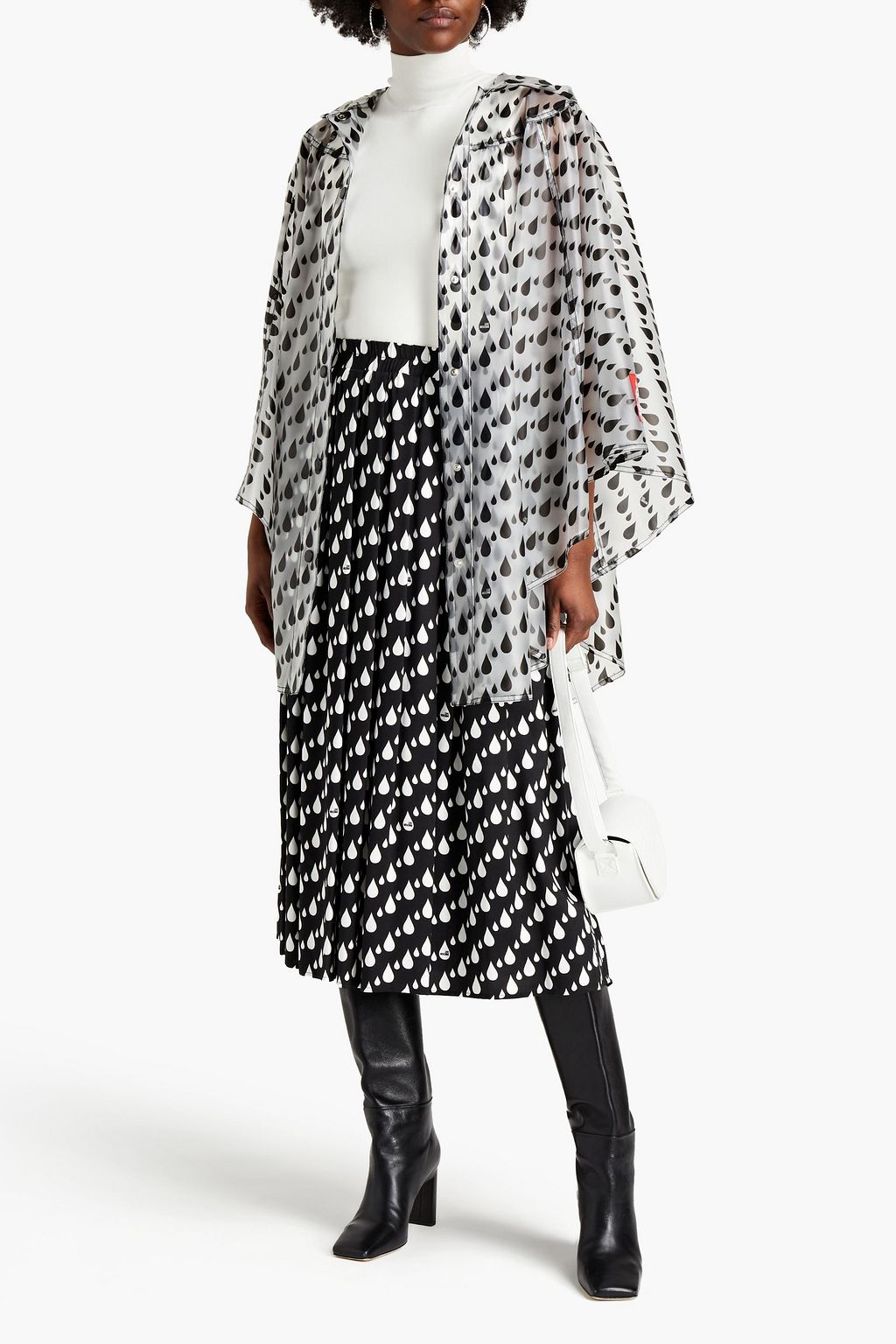 LOVE MOSCHINO Gathered printed vinyl hooded cape