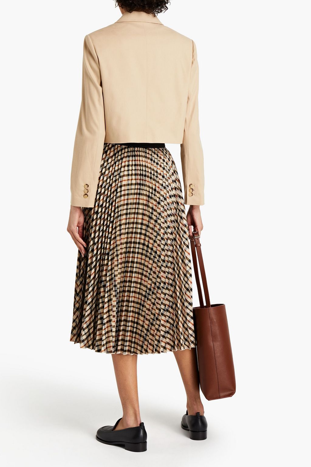 MAJE Cropped Lyocell and cotton-blend blazer