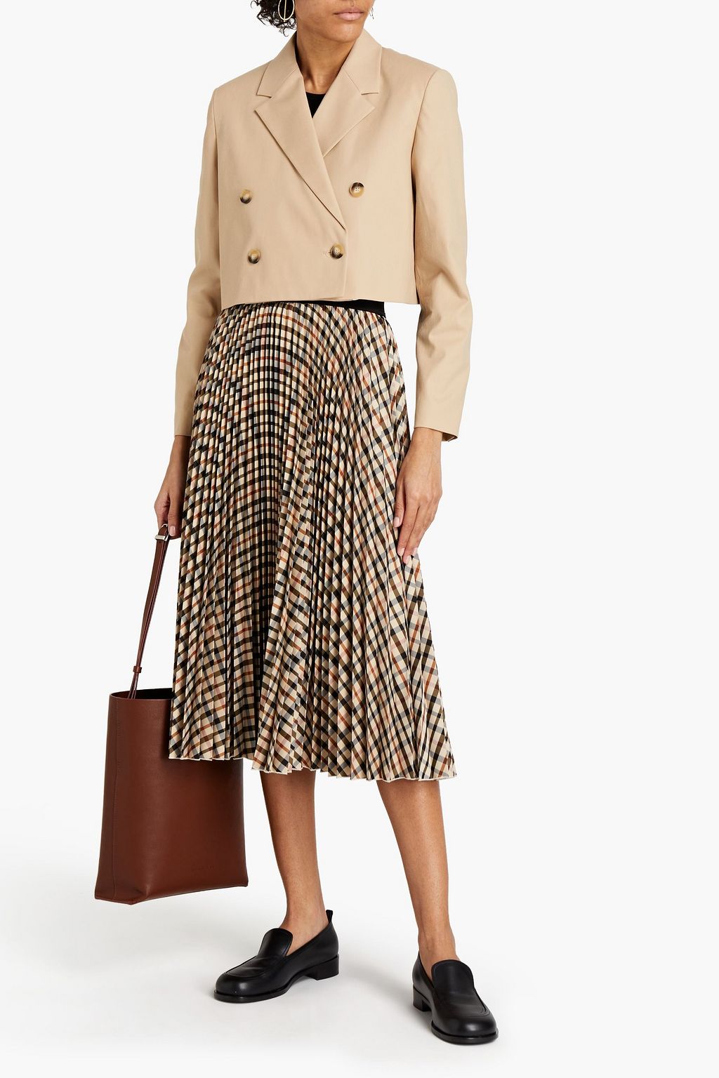 MAJE Cropped Lyocell and cotton-blend blazer