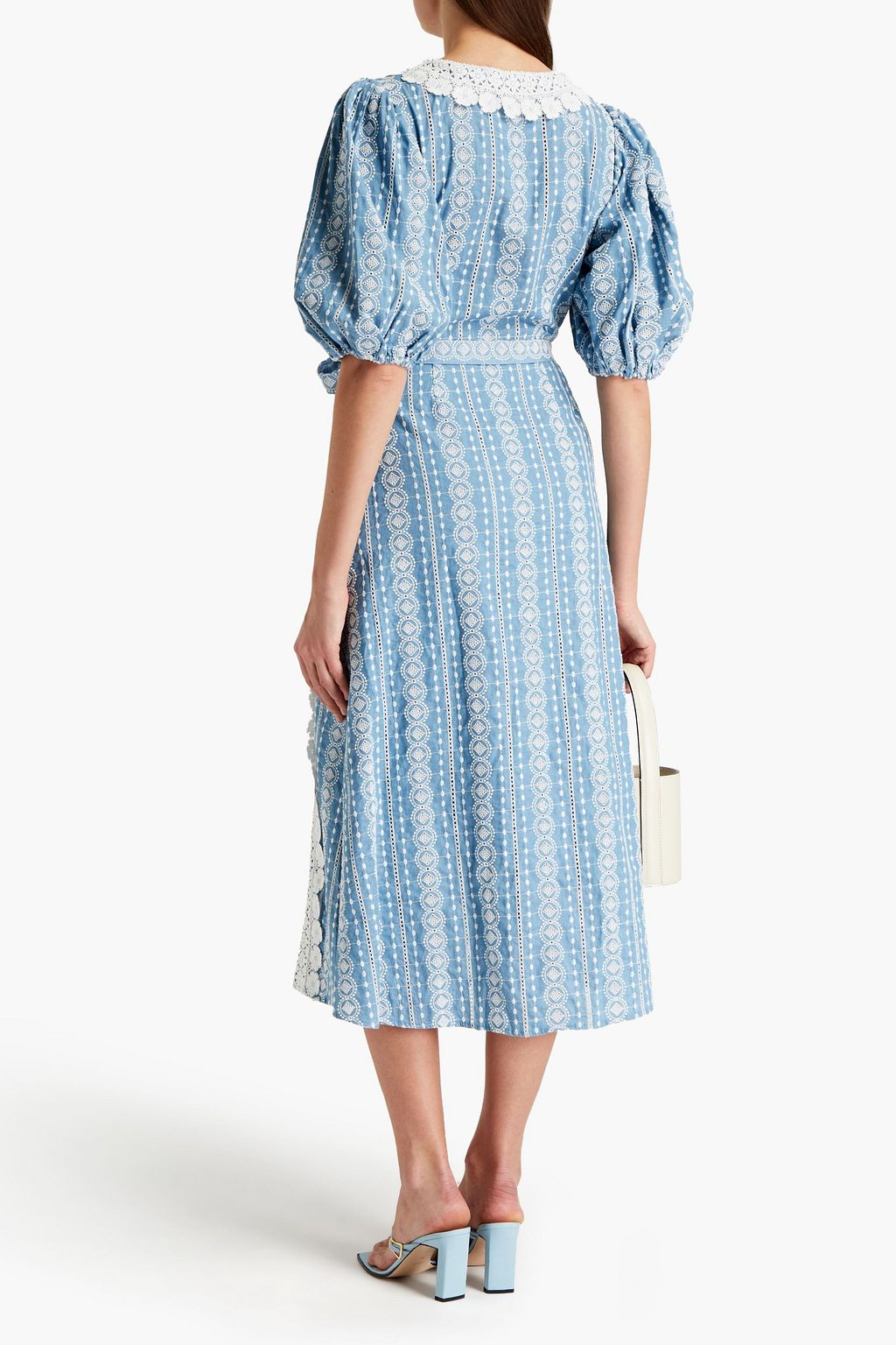 MAJE Broderie anglaise cotton midi dress