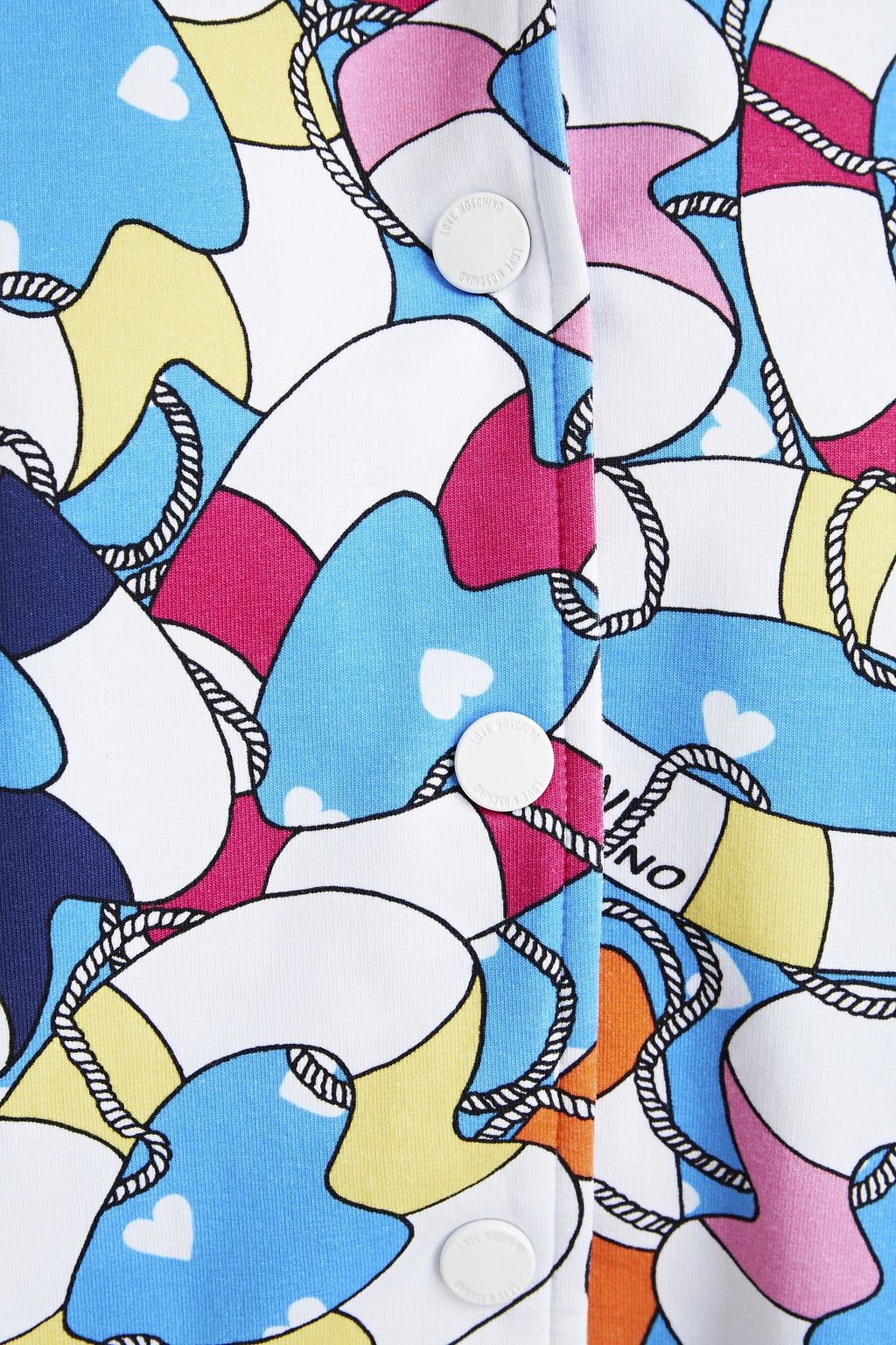 LOVE MOSCHINO Printed French cotton-blend terry hoodie
