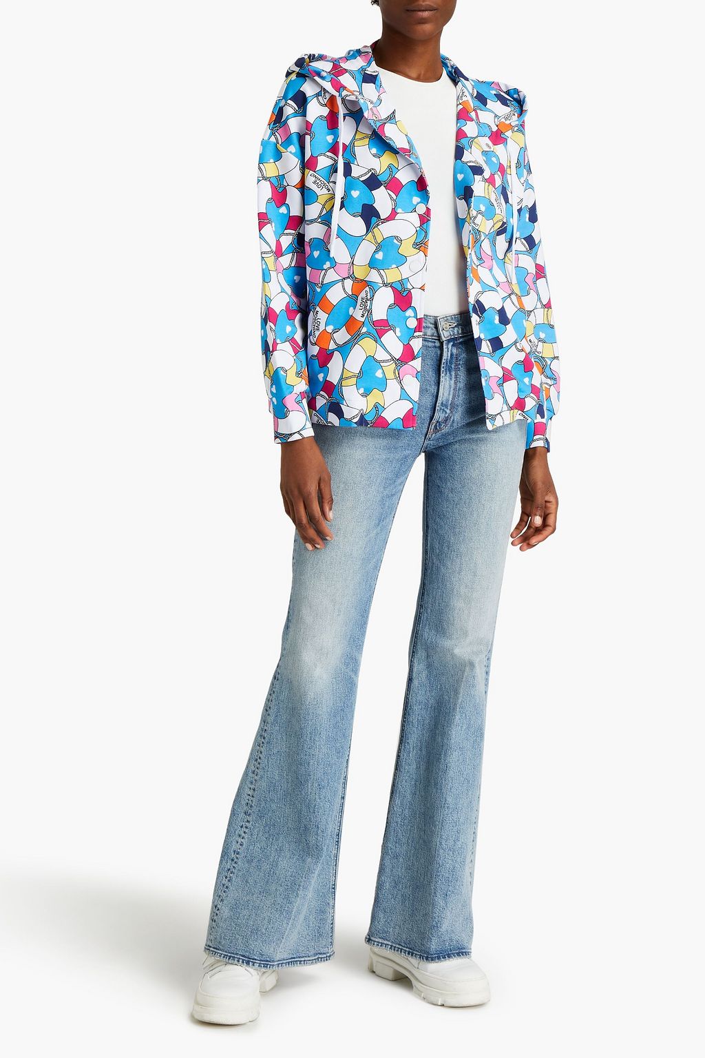 LOVE MOSCHINO Printed French cotton-blend terry hoodie