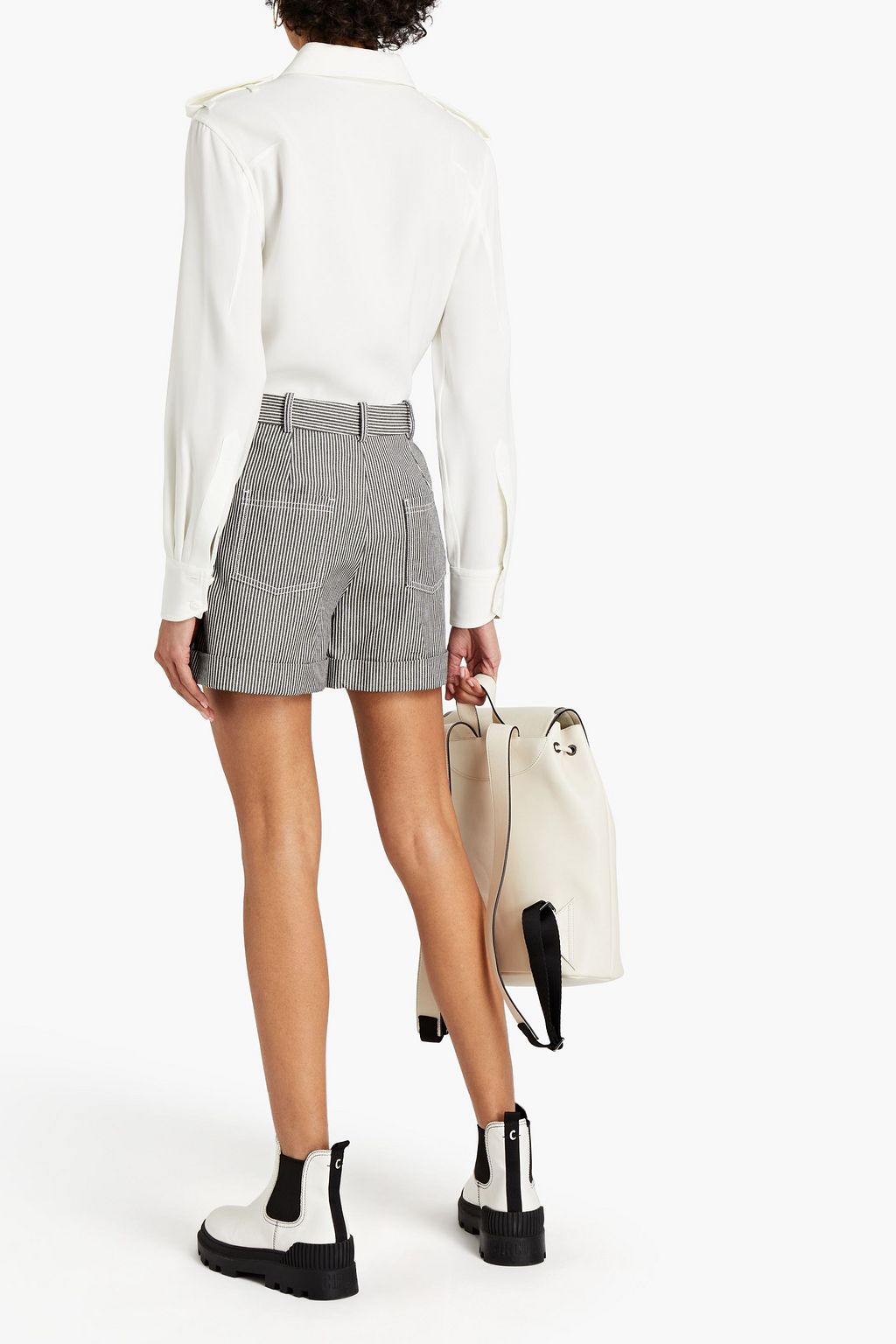 MAJE Gestreifte Shorts aus Baumwoll-Twill