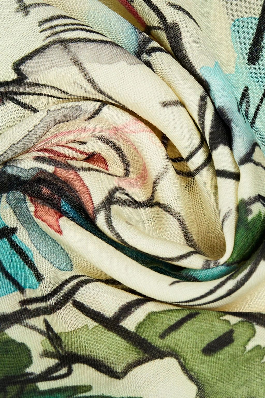 BRIONI Printed wool and silk-blend scarf