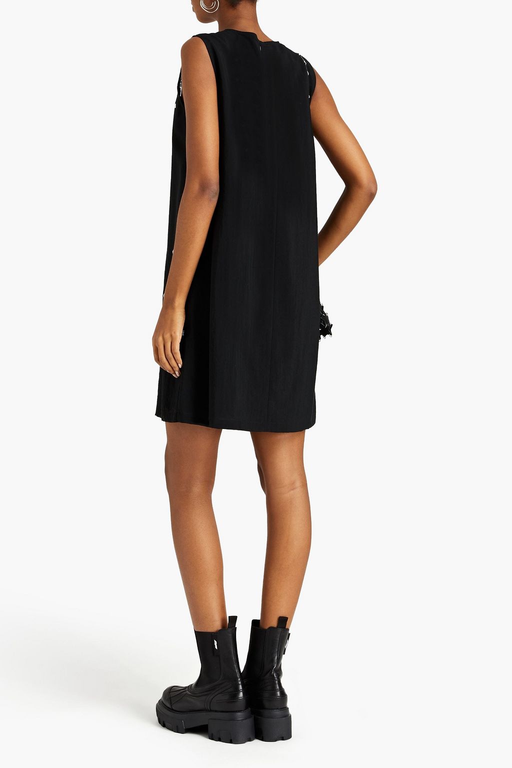 LOVE MOSCHINO Burnout-effect chiffon-paneled crepe mini dress