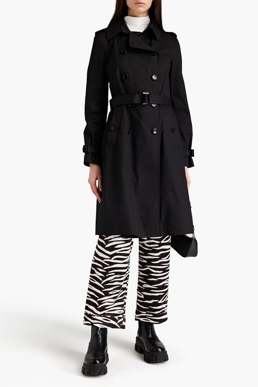 LOVE MOSCHINO Double-breasted cotton-blend gabardine trench coat
