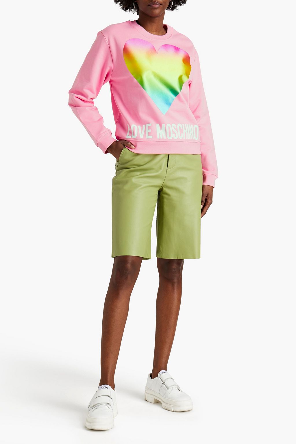 LOVE MOSCHINO Printed French cotton-terry sweatshirt
