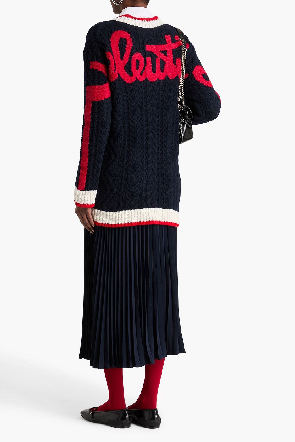 VALENTINO GARAVANI Cable-knit intarsia wool and cashmere-blend cardigan