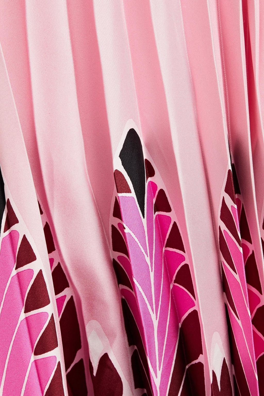 VALENTINO GARAVANI Pleated printed silk-satin midi dress