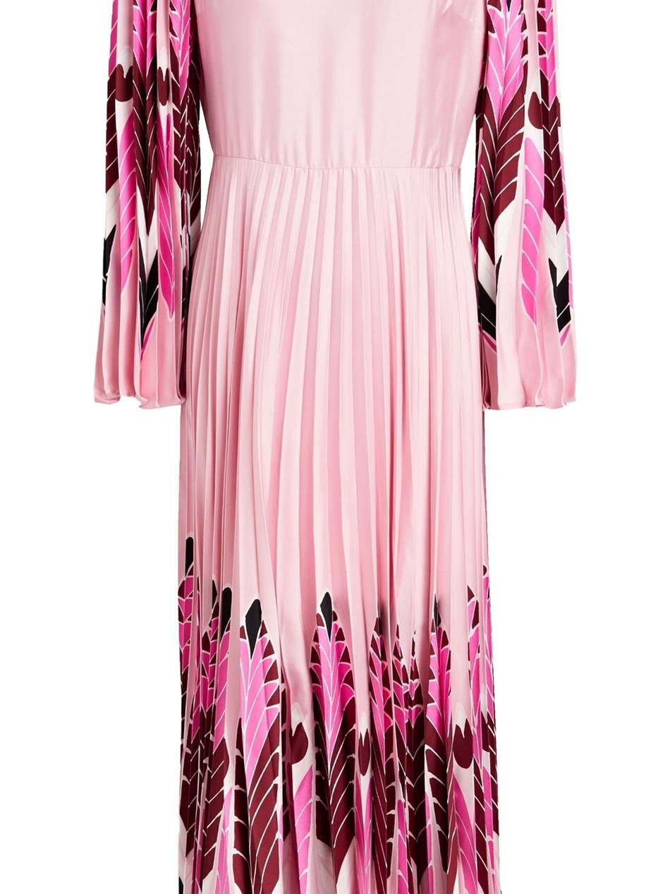 pleated printed silk-satin midi dress