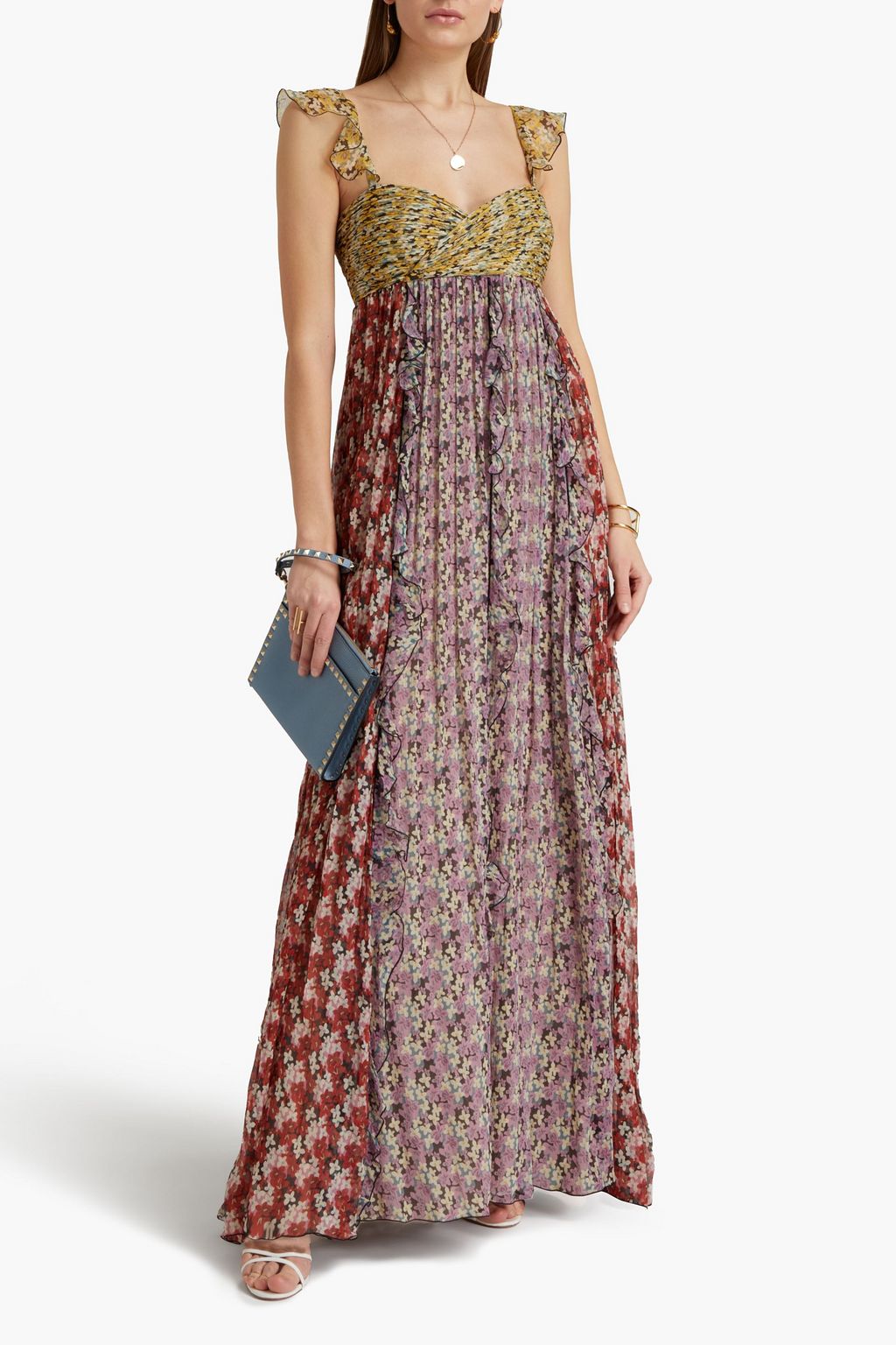 VALENTINO GARAVANI Ruffled floral-print silk-georgette maxi dress