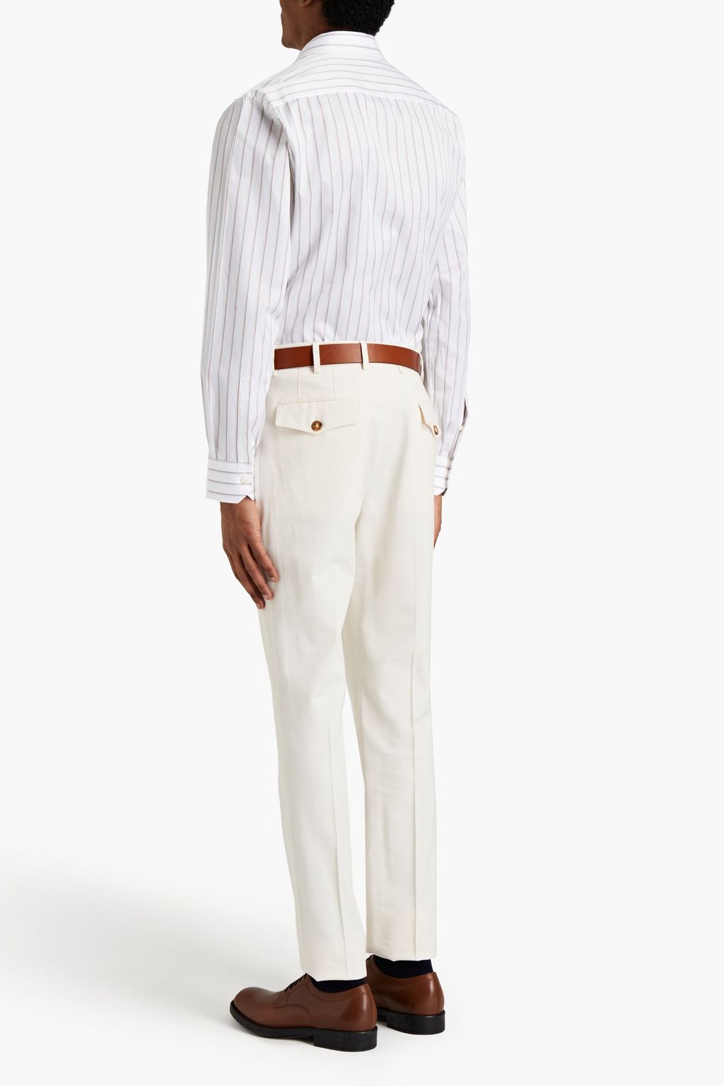 BRIONI Striped cotton-poplin shirt