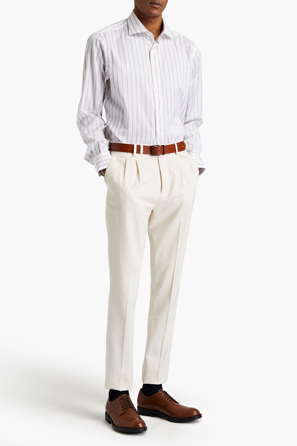 BRIONI Striped cotton-poplin shirt