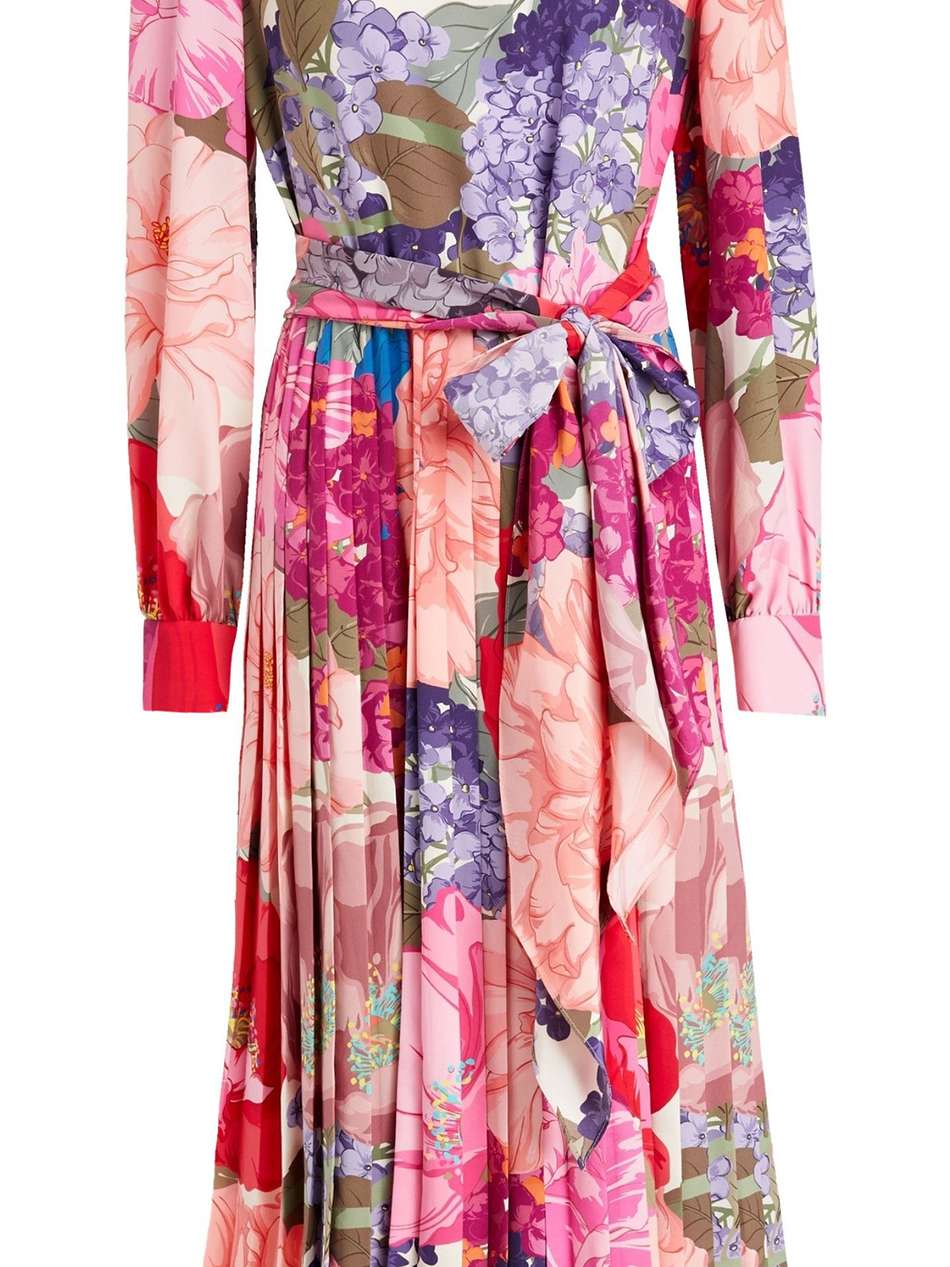 pleated floral-print silk crepe de chine midi dress