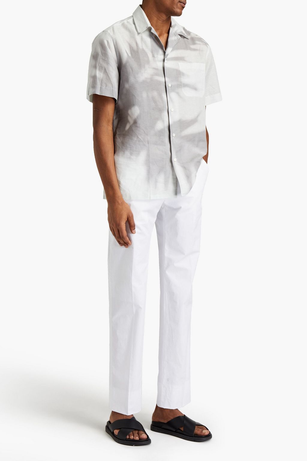 BRIONI Tie-dyed linen and cotton-blend shirt