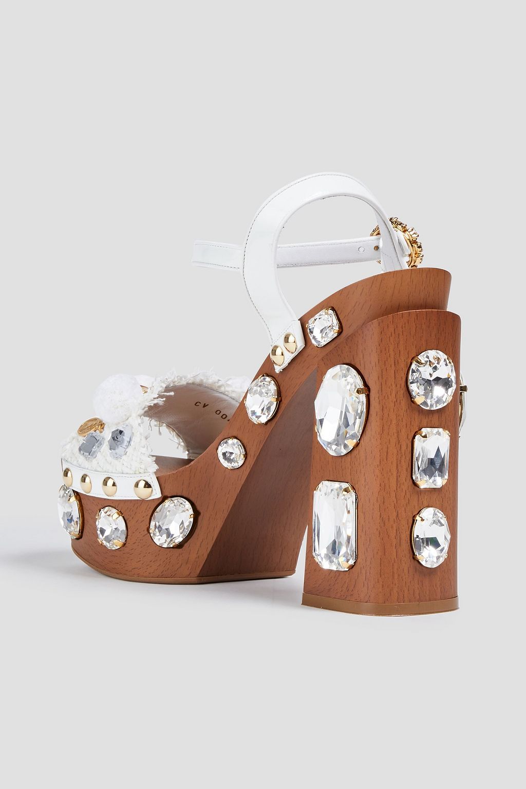 DOLCE&GABBANA Embellished raffia and patent-leather platform sandals
