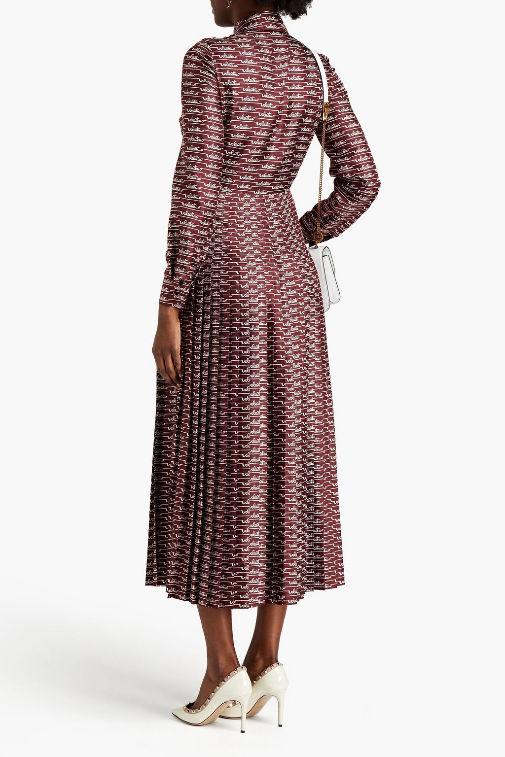 VALENTINO GARAVANI Pleated printed silk-twill midi shirt dress