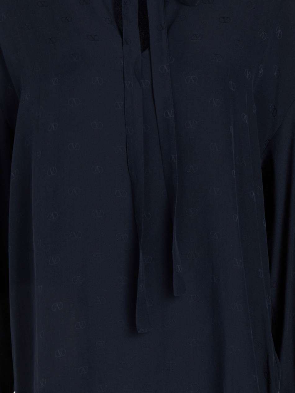 pussy-bow silk-jacquard blouse