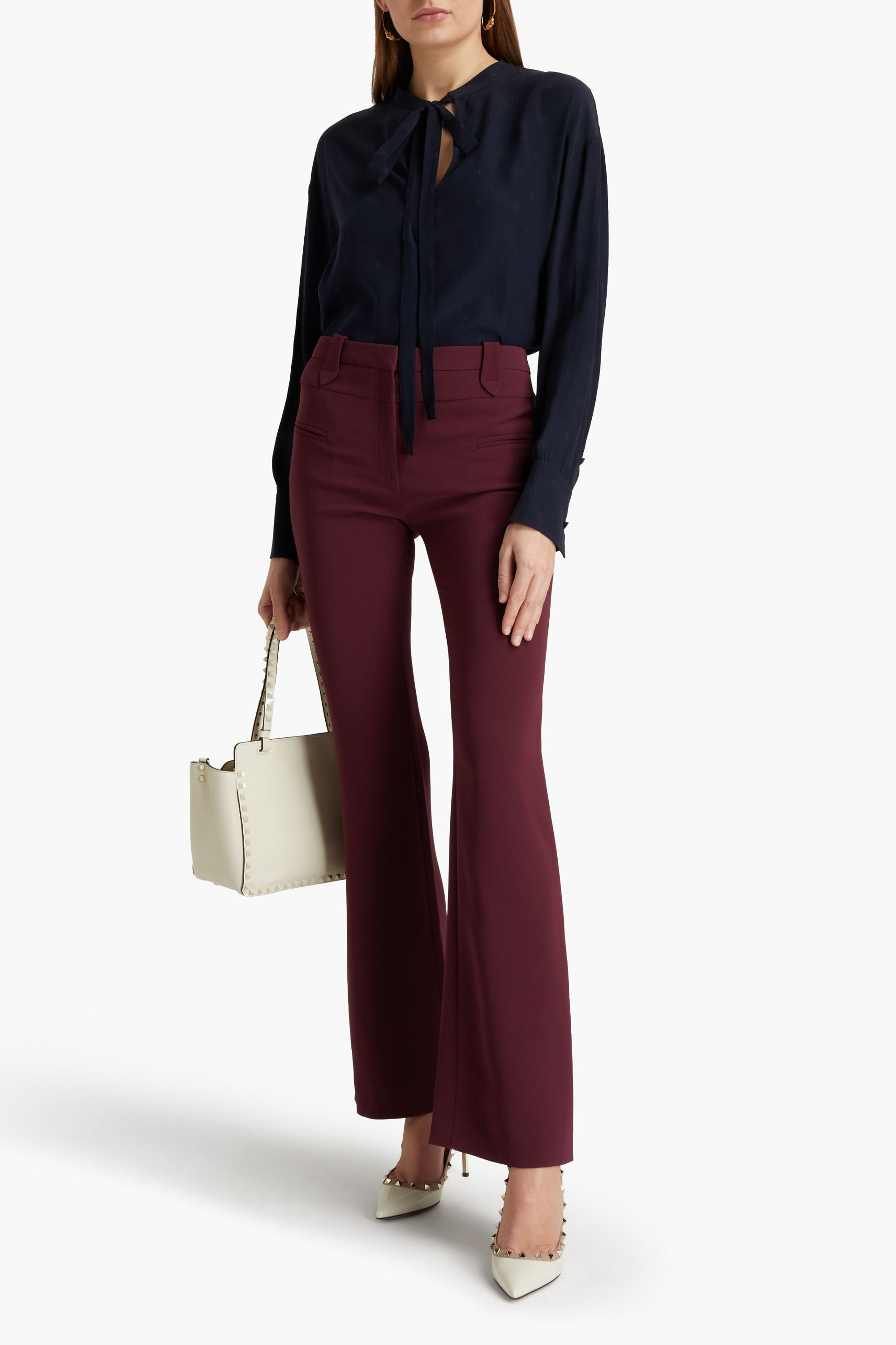 Valentino Garavani Pussy-bow silk-jacquard blouse
