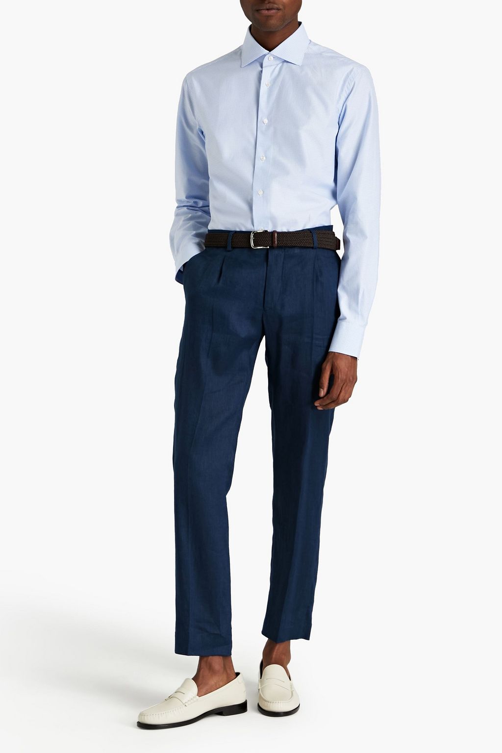 BRIONI Gingham cotton-poplin shirt