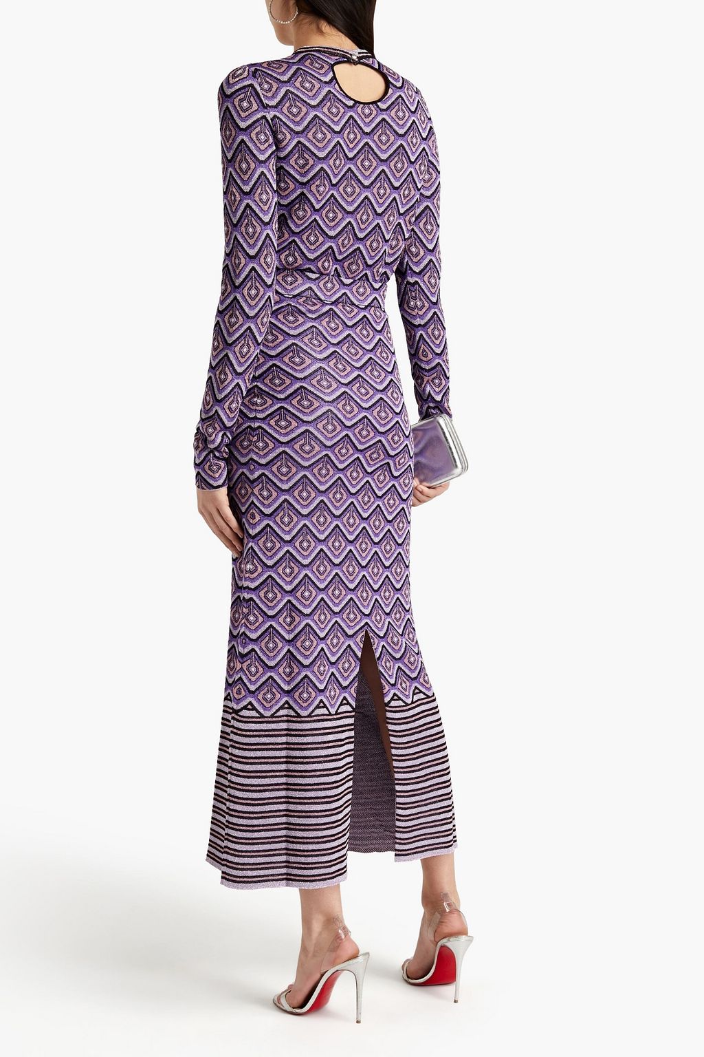 RABANNE Metallic jacquard-knit midi skirt