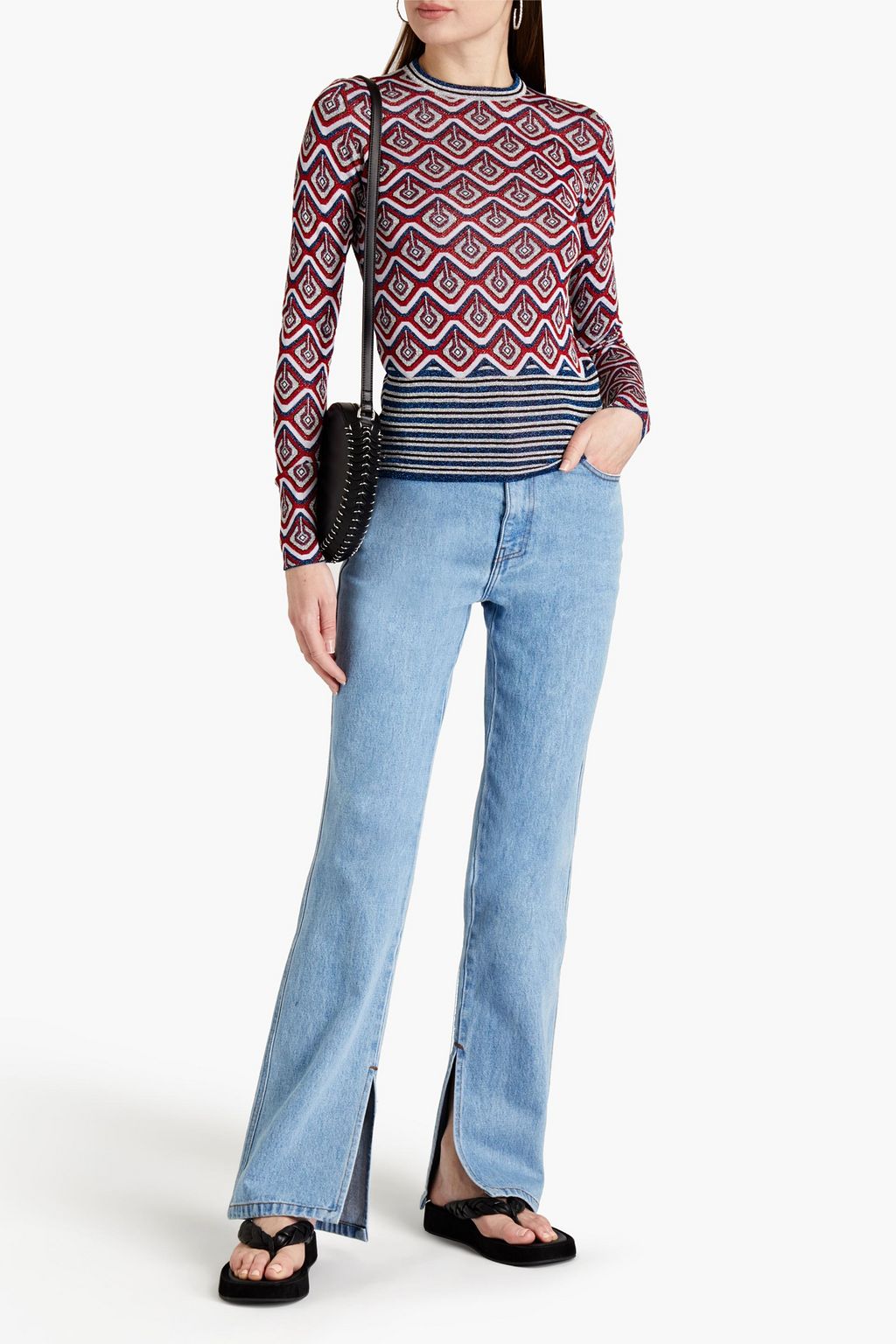 RABANNE Metallic jacquard-knit sweater
