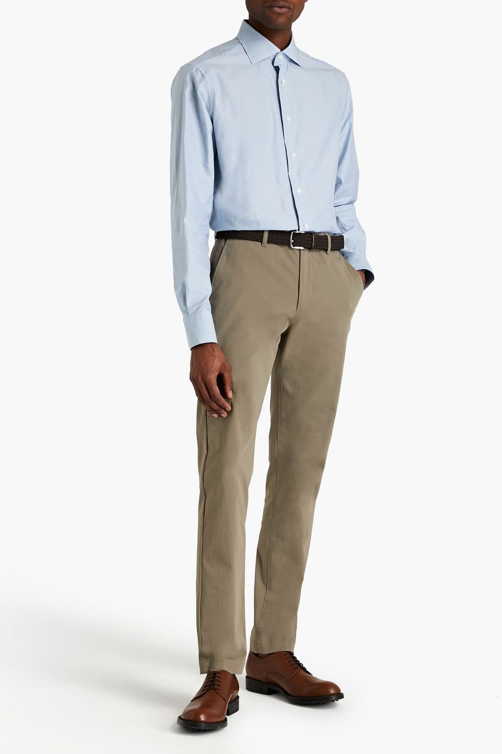 BRIONI Gingham cotton-poplin shirt