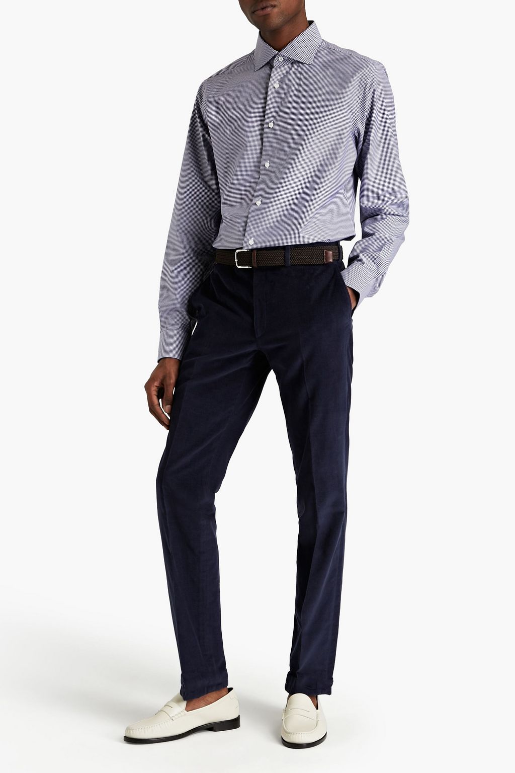 BRIONI Gingham cotton-poplin shirt