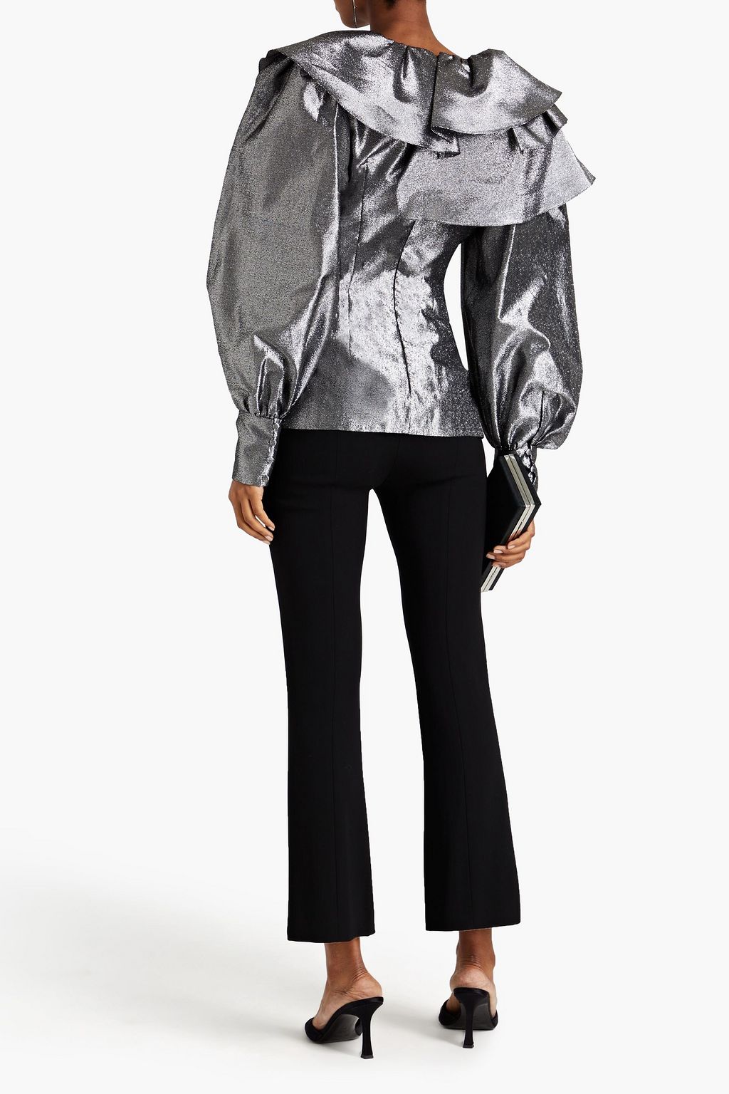 RASARIO Ruffled lamé blouse
