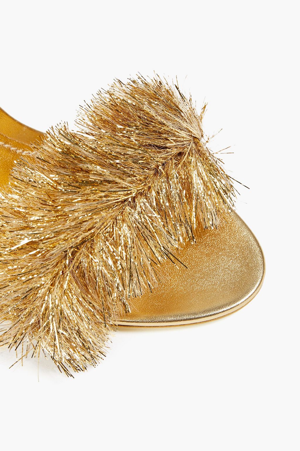 DOLCE&GABBANA Sequin-embellished tinsel and leather sandals