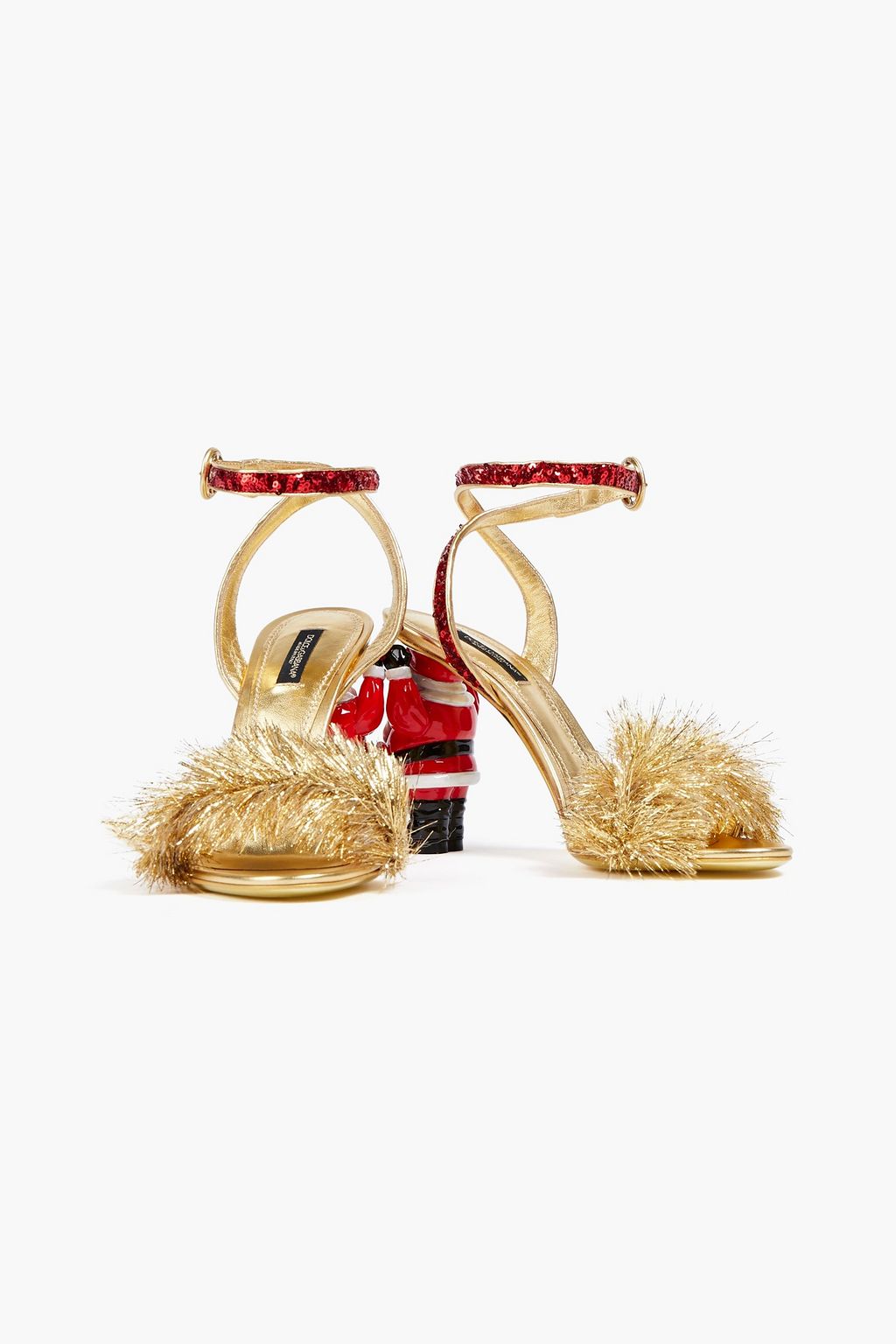 DOLCE&GABBANA Sequin-embellished tinsel and leather sandals