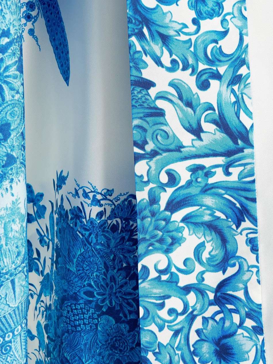 floral-print silk crepe de chine midi dress