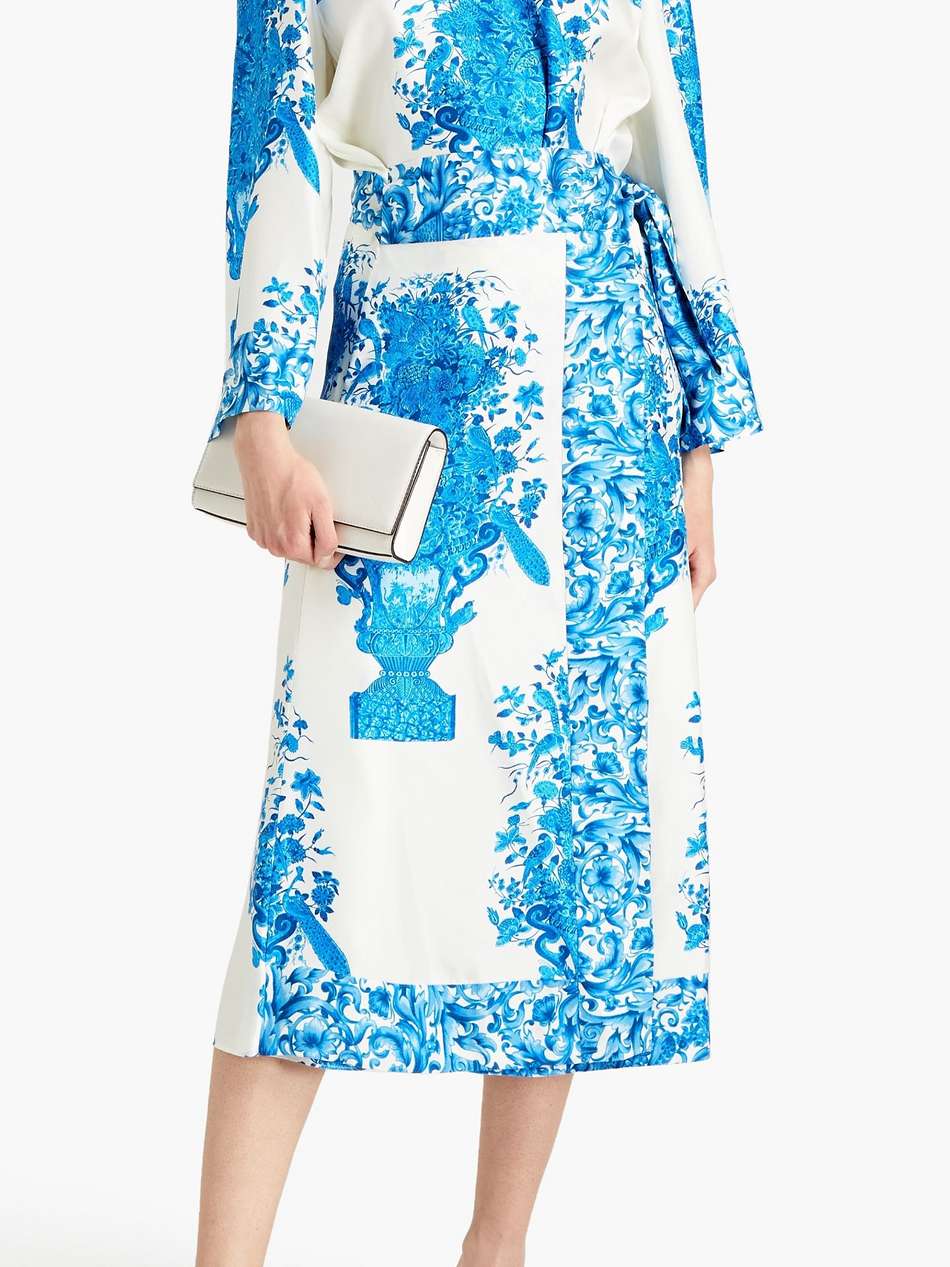 floral-print silk crepe de chine midi dress