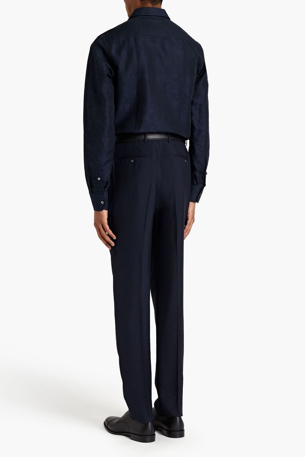 BRIONI Linen and cotton-blend jacquard shirt